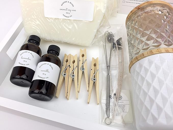 Luxe & Lavish DIY Coconut Wax Blend Candlemaking Kit by Banter & Bliss Candle Co. - Makes Four 5.65 oz. Candles - Make More Kit (32 pieces)