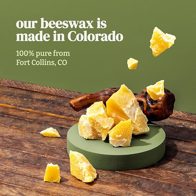 100% Pure Colorado Beeswax Candle | 1 Ingredient, Handpoured in Golden, CO - Natural Honey Scent, Non Toxic, Organic, Glass Jar, Two Cotton Wicks, 80 Hour, 12oz