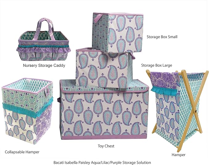 Bacati - Paisley Kids Storage (Nursery Storage Caddy, Lilac/Purple/Aqua)