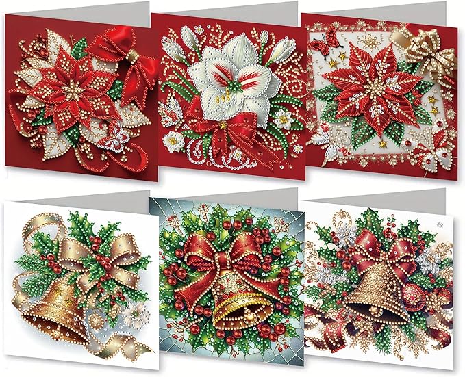 6PCS Xmas Atmosphere DIY Art Greeting Cards Congratulations Cards for Home Wall Decor and Office Display Perfect DIY Craft Gift for Adults and Kids
