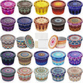 Happyhube Empty Candle Tins for Making Candles, 24 Pack 2.5 oz Metal Containers, Travel-Friendly Rust-Proof Tins with Lids, 24 Patterns Jars(Colourful)