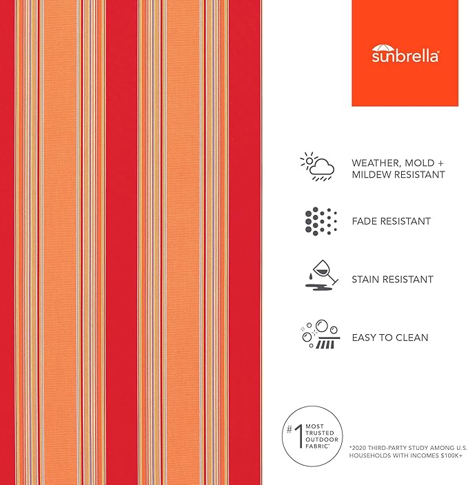 Sunbrella Outdoor Fabric by The Yard | Bravada Salsa (Striped) | Official Sunbrella Seller | Indoor or Outdoor Upholstery Fabric for Chairs, Cushions, Drapery, Pillows, Furniture