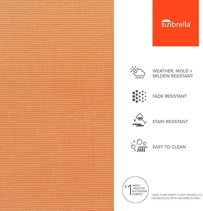 Sunbrella Outdoor Fabric by The Yard | Canvas Tangerine | Official Sunbrella Seller | Indoor or Outdoor Upholstery Fabric for Chairs, Cushions, Drapery, Pillows, Furniture