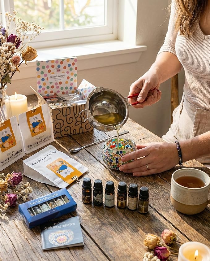 Candle Making Kit with Turkish Mosaic Holder – DIY Glass Candle Holder Craft Kit with Colorful Mosaic Tiles & All Natural Soy Wax – Handmade Arts & Crafts Complete Gift for Adults & Beginners (4)