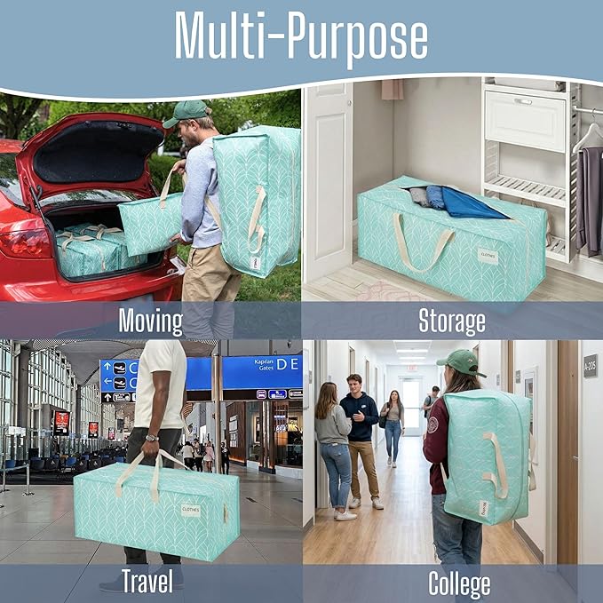 VENO 6 Pack Heavy Duty Moving Bags with Backpack Straps, Zippers & Handles, Extra Large Packing Bags for College Dorm Essentials, Moving Supplies Alternative to Cardboard Moving Boxes