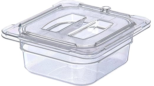 Carlisle FoodService Products Storplus 1/6 Size Universal Food Pan Lid with Molded Handle for Catering, Buffets, and Restaurants, Polycarbonate, Clear, (Pack of 6)