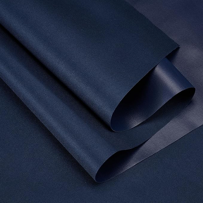 Waterproof Canvas Fabric by The Yard 60" W 600 Denier PVC Backing Water Repellent Polyester Upholster Fabric Material for Indoor Outdoor Marine Awning Tent Craft DIY(1 Yard, Dark Blue)
