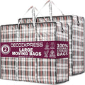 Deco Express Moving Bags with Zipper, Handles, Pack of 2 Large 75L/20 gal Foldable Heavy Duty Home Storage, Clothes Storage, Moving Supplies(Pack of 2)