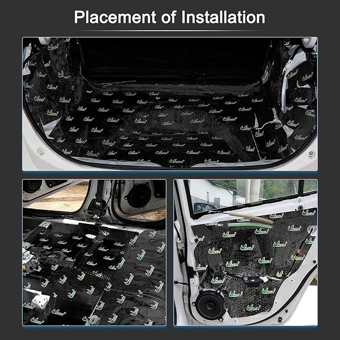 uxcell 34pcs 80mil 36sqft Car Sound Deadener Heat Insulation Mat Butyl Pad Damping Self Adhesive Deadening Material Roof Floor Sound Barrier Black