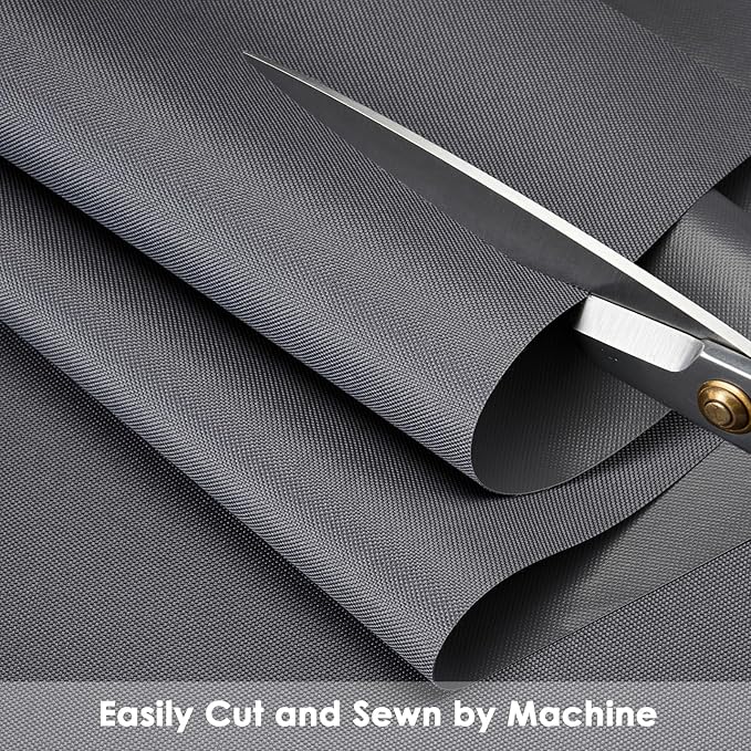 Waterproof Canvas Fabric by The Yard 60" W 600 Denier PVC Backing Water Repellent Polyester Upholster Fabric Material for Indoor Outdoor Marine Awning Tent Craft DIY(1 Yard, Gray)