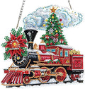 MOGTAA Christmas Diamond Art Hanging Kits for Adults Kids, Christmas Train Diamond Art Suncatchers, 5D Special Shape Diamond Painting Window Pendant Kit for Home Garden Wall Decor
