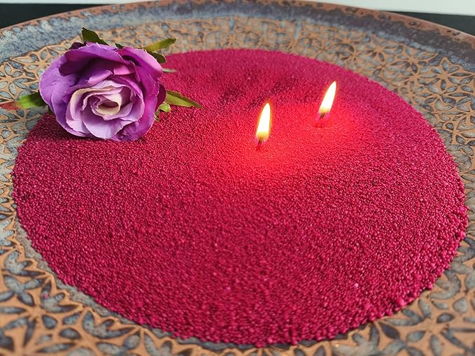 DRMAISON Pearled Candle Wax Sand DIY Kit - 17.6 oz, Rose Red, Non-Toxic&Smoke-Free, Refillable with 30 Wicks, Long-Lasting Flame, Highly Customizable for Wedding, Party&Holiday Decor