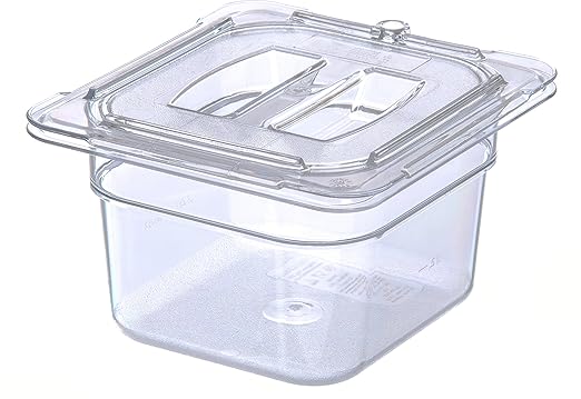 Carlisle FoodService Products Storplus 1/6 Size Universal Food Pan Lid with Molded Handle for Catering, Buffets, and Restaurants, Polycarbonate, Clear, (Pack of 6)