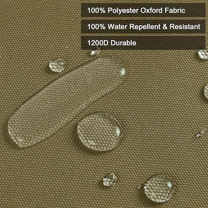 Thickened Waterproof Canvas Fabric by The Yard, 1200D 58" W Outdoor Upholstery Material Heavy Duty Fabric Water Resistant Sewing Material for Chair Patio Cushion Purse Bag, 8 Yard Khaki