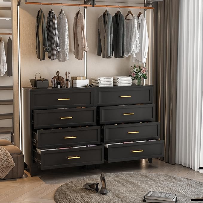 Ckzbx Metal Dresser Tall Black Dresser for Bedroom Chest,43.11" H Drawer Chest, Closet Dressers & Chests of Drawers for Living Room, Hallway (4 Drawers)