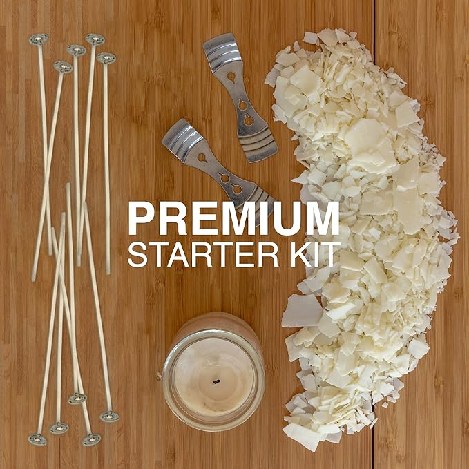 Oraganix Natural Soy Wax DIY Candle Making Kit and Candle Making Supplies - 2 lbs Premium Soy Candle Wax, 10 6-Inch Pre-Waxed Candle Wicks, 2 Metal Centering Devices - Candle Making Kit for Adults