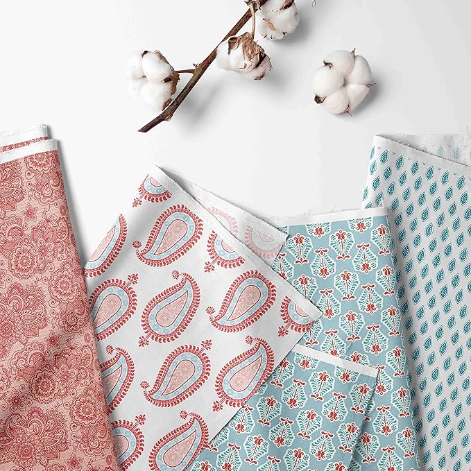Bacati - Paisley Kids Storage (Collapsible Hamper 14 x 14 x 19 inches, Coral/Aqua)