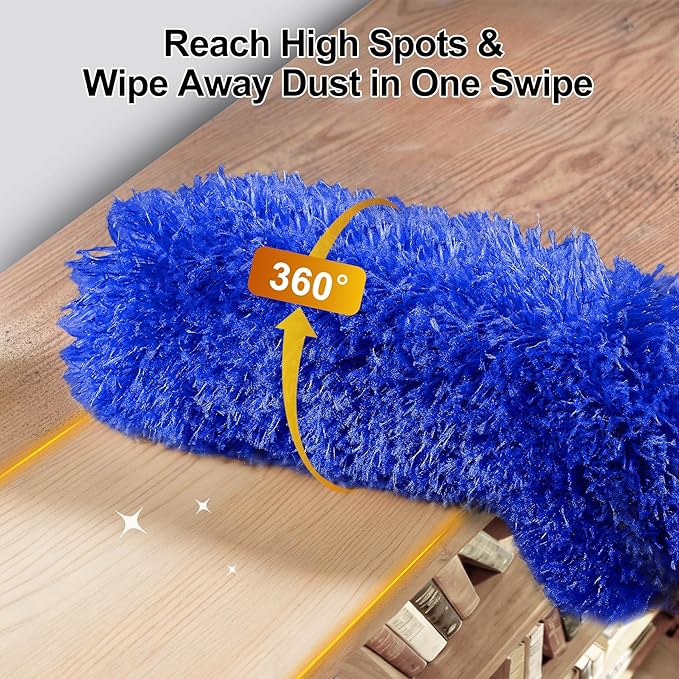 Tiumso Dusters for Cleaning,Microfiber Feather Duster 5-in-1 Kit, Duster with Extension Pole 100 Inches, Cobweb Duster, Microfiber Dusters for High Ceilings and Fans, Blinds and Cars