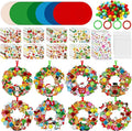 Hollowfly 48 Sets Christmas Wreath Craft Kits for DIY Santa Claus Wreath Hanging Ornaments Make Your Own Paper Xmas Craft with Stickers for Christmas Party Favors School Classroom Activities