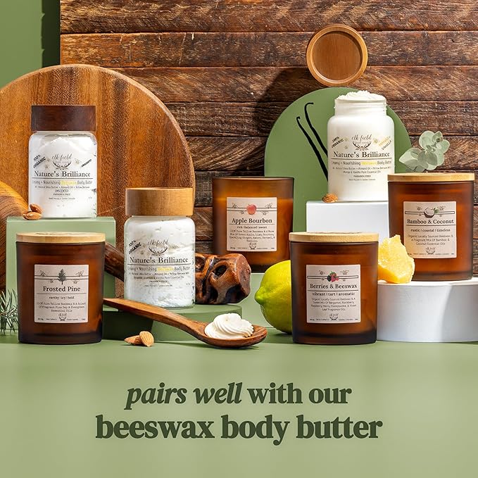 Berries Organic Beeswax Candle | 2 Ingredients | 100% Pure Beeswax Candles, Non Toxic, Natural, Organic Candles, Beeswax Candles Scented, Non Toxic Candles, 80 Hour, 14oz