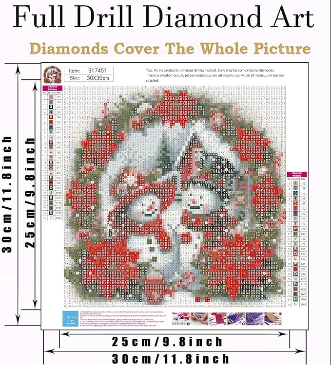 VIGEGU Diamond Art Kits for Adults, Christmas Diamond Painting Kits for Beginners, Christmas Snowman Diamonds Art Painting Kits, 5D Round Full Drill Crafts Kits Home Decor 12x12 Inch