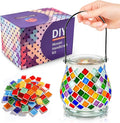 Joyclub DIY Mosaic Candle Holder Kit Mosaic Kits for Adults Stained Glass Tealight Candle Holder with Handle for Home Lighting Decor Girls Birthday Craft Gifts