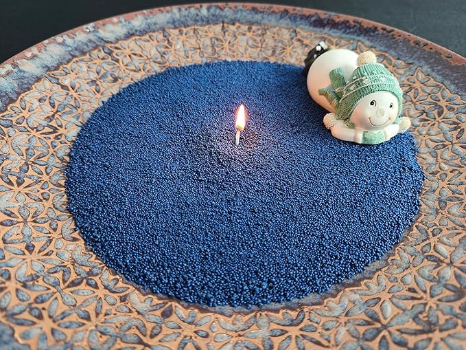DRMAISON Pearled Candle Wax Sand DIY Kit - 35.3 oz, Dark Blue, Non-Toxic&Smoke-Free, Refillable with 60 Wicks, Long-Lasting Flame, Highly Customizable for Wedding, Party&Holiday Decor