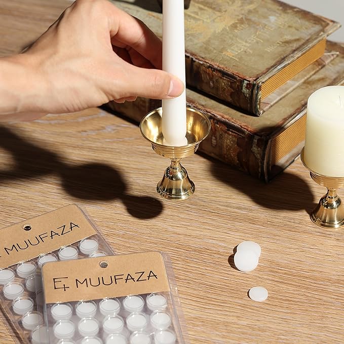 MUUFAZA Wax Dots for All Size Candles and Candle Holders,Candle Adhesive,Candle Sticky dots, Candle Accessories - (2 Pack,56 Dots)