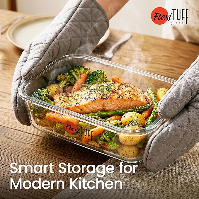 24pcs Set Food Storage Containers (12 Airtight & 12 Lids) | Glass Meal Prep Containers | Lunch Box | BPA Free, Leakproof Lids, Dishwasher, Microwave & Freezer Safe for Kitchen