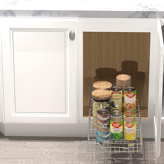 SIMPLE HOUSEWARE Under Cabinet Pull Out Sliding Shelf Drawer Organizer, 21" D x 11" W
