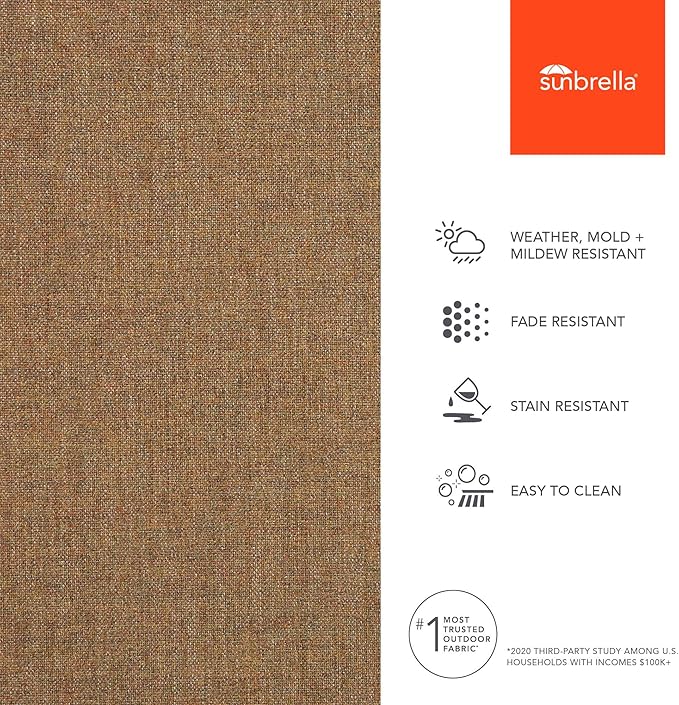 Sunbrella Outdoor Fabric by The Yard | Cast Teak | Official Sunbrella Seller | Indoor or Outdoor Upholstery Fabric for Chairs, Cushions, Drapery, Pillows, Furniture