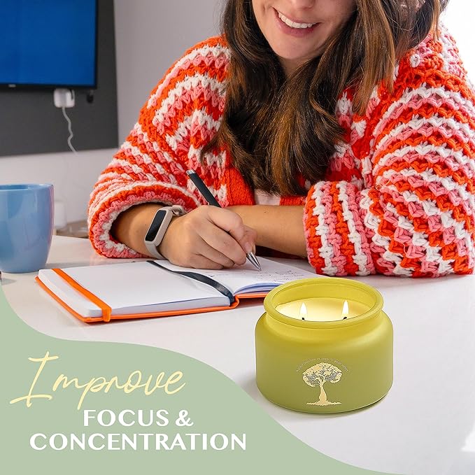 Calming | 2-Wick Scented Candles for Home | Eucalyptus, Lavender, & Camomile | Natural Non Toxic Soy Candles with Essential Oils | 50 H Long Burning | Aromatherapy Candle Jar with Lid - 9.5oz