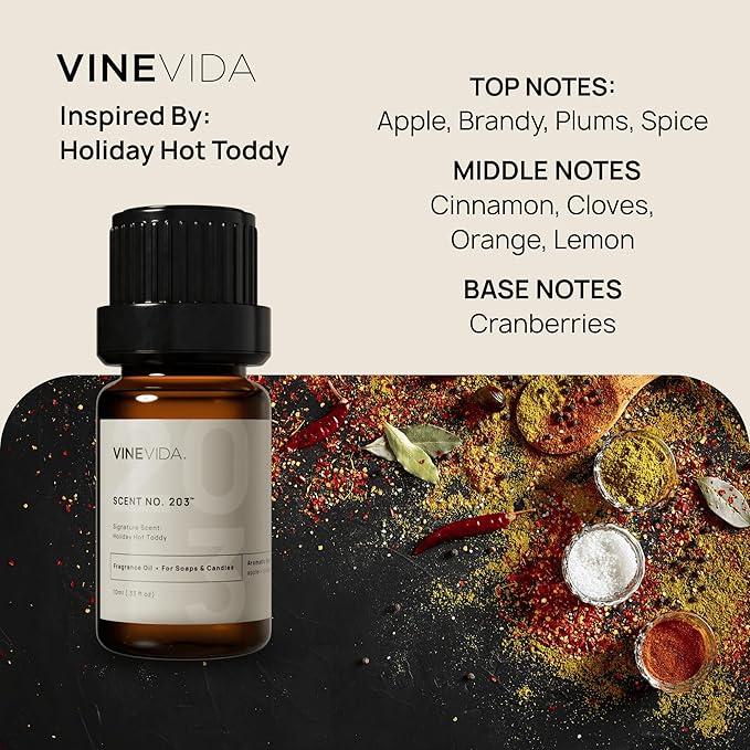 VINEVIDA [0.33 oz] Scent Holiday Hot Toddy; Fragrance Oil for Candle Making and Soap Making - Winter & Holiday Oils
