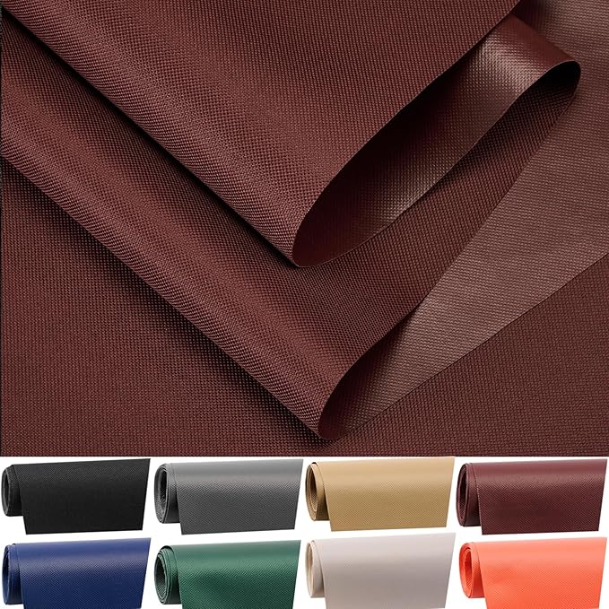 Waterproof Canvas Fabric by The Yard 60" W 600 Denier PVC Backing Water Repellent Polyester Upholster Fabric Material for Indoor Outdoor Marine Awning Tent Craft DIY(2 Yards, Red Coffee)