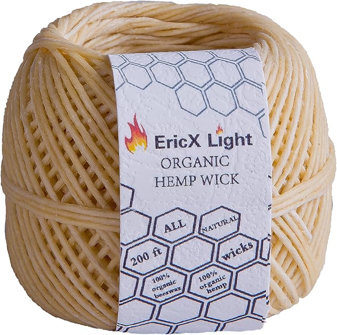 EricX Light Beeswax Hemp Wick,200 ft Spool, Organic Hemp Wick Well Coated with Beeswax,Standard Size(1.0mm)