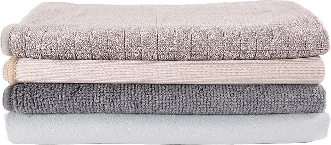 KAF Home Pantry Multipurpose Microfiber Textured Cleaning Cloth 4-Pack, 15 x 18-Inch, (1 Utility, 1 Stainless Steel, 1 Glass, 1 Wood)