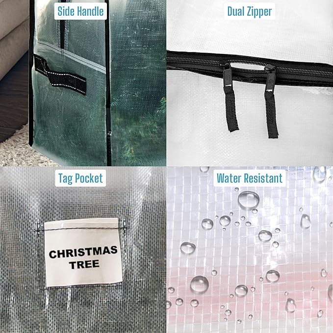 VENO 2 Pack Clear Christmas Tree Storage Bag - Fits 9 Ft Artificial Trees, Heavy Duty Large Bags with Zipper, Durable Handles, and Labeling Card Slot, Alternative to Storage Boxes with Lids (2 Pack)