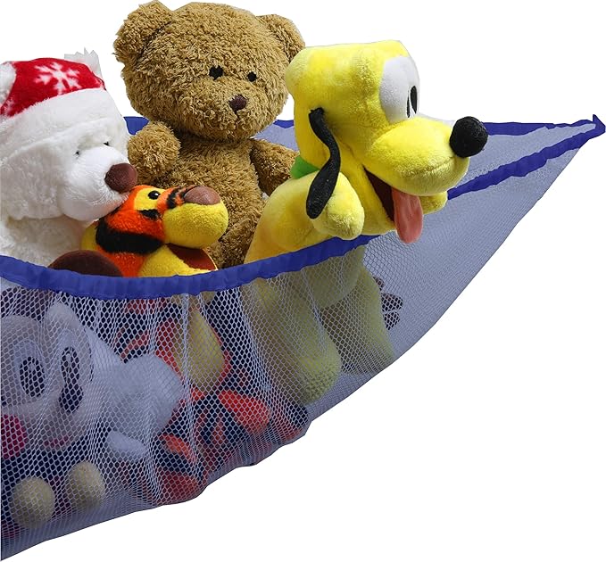 Simple Houseware 2 Pack Stuffed Animal Toy Hammock Net, Corner Wall Storage for Kids Room, Dark Blue