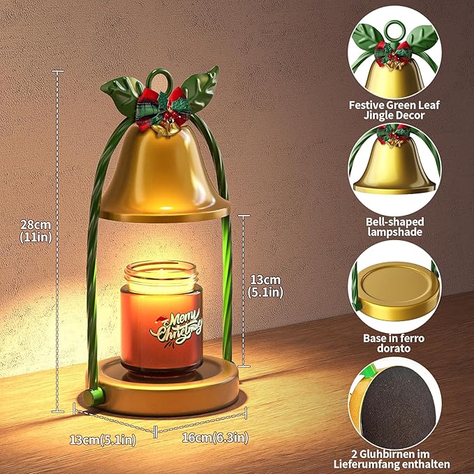 Candle Warmer Lamp with Timer & Dimmable 4-Level Brightness - Adjustable Height,for New Home Bedroom, Gifts for Women (Christmas)