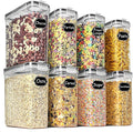 Wildone Cereal & Dry Food Storage Containers, Airtight Cereal Storage Containers Set of 8 [2.5L / 85.4oz] for Sugar, Flour, Snack, Baking Supplies, Leak-proof with Black Locking Lids