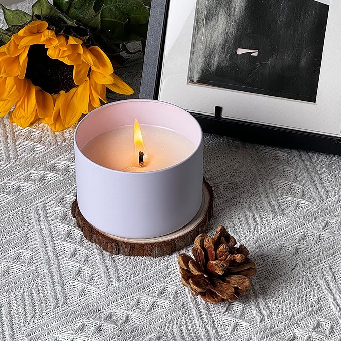 12 PCS Candle Tins 8 OZ Premium Matte Full Golden Candle Jars with Lids Bulk Empty Candle Container（White)