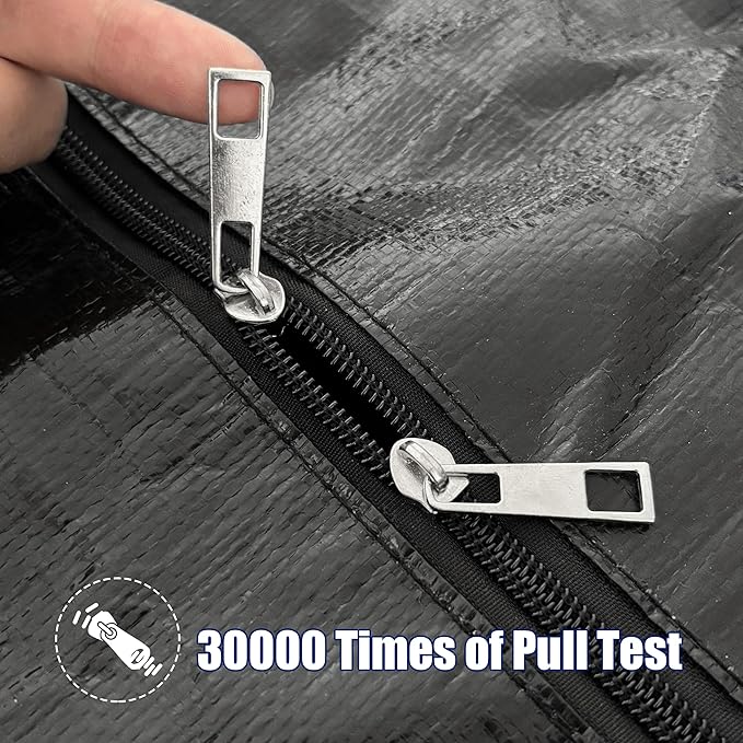SWEET DOLPHIN 6 Pack Extra Large Moving Bags with Strong Zippers & Carrying Handles, Heavy Duty Storage Tote for Space Saving Moving Storage, Fold Flat, Alternative to Moving Box, Black