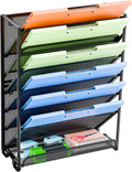 Simple Trending Wall File Organizer, Mesh 7-Tier Vertical Hanging File Holder, Desktop Metal Files Rack for Office and Home, Black