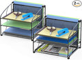 Simple Houseware 3-Tier Desk Organizer with Hanging File Holder, 2 Packs, Black