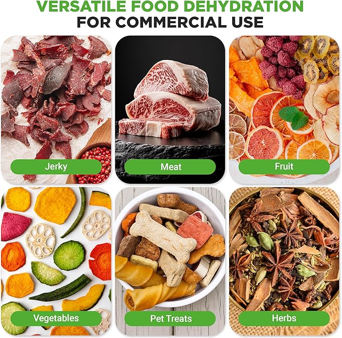 NutriChef Electric Countertop Food Dehydrator-900-Watt Premium Multi-Tier: Save Time v. 600W. Make Jerky, Dried Fruit/Veggies, Dog Treats, Yogurt, 10 Stainless Steel Trays, Digital Timer, Temp Control