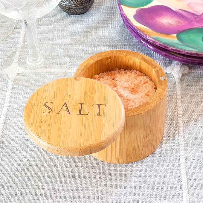 Totally Bamboo Salt Cellar – Wooden Salt Box with Magnetic Lid for Countertop Storage, 6 oz Capacity