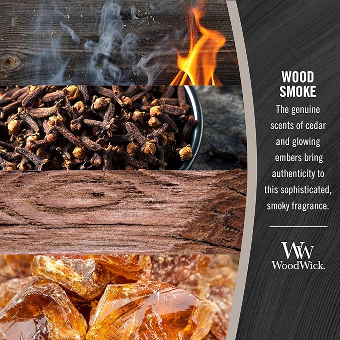 WoodWick Wood Smoke Holiday Candle Gifts for Women and Men, 16 oz Ellipse Candle with Crackling Wick