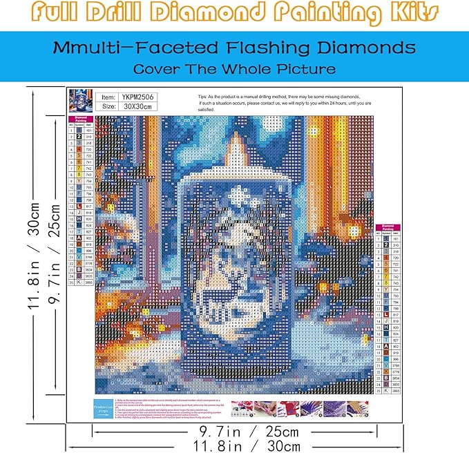 KINPLUB Christmas Winter Candle Diamond Painting Kits for Adults Beginners, Candle Forest Deer Diamond Art Kits for Adults, DIY Full Drill Round Gem Art Dots for Home Wall Decor 12x12 Inch