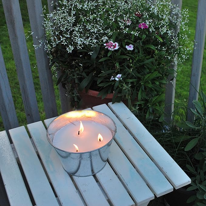 TIKI Citronella Candle 28-Ounce – Triple Wick Metal Bucket with Lid (Silver) – Long-Lasting Outdoor Candle for Patio, Deck, Garden, Backyard & Camping (Pack of 6)