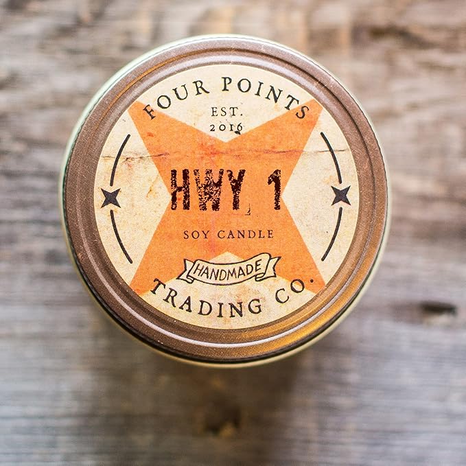 HWY-1 Scented 4 Oz Soy Aromatherapy Candle w/Jar - Four Points Trading Co.